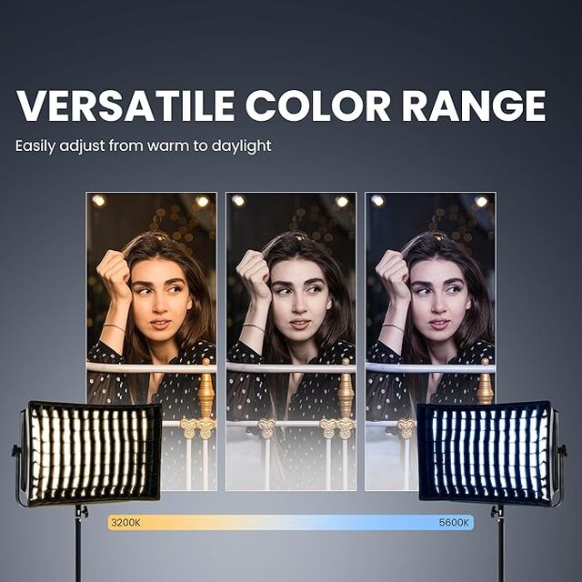Digitek D1500 Panel de Luz LED Profesional para Video de Panel Plano con Softbox y Rejilla, Elegante y Fácil de Transportar, Ideal para Sesiones de Boda