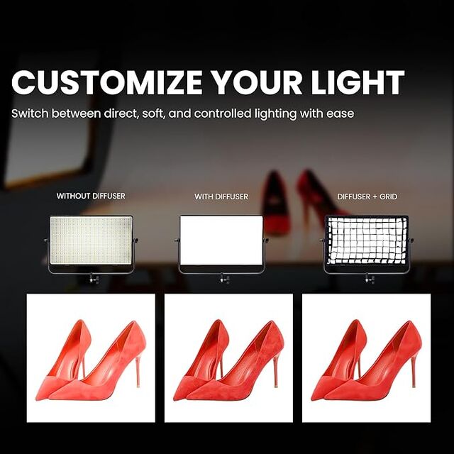 Digitek D1500 Panel de Luz LED Profesional para Video de Panel Plano con Softbox y Rejilla, Elegante y Fácil de Transportar, Ideal para Sesiones de Boda