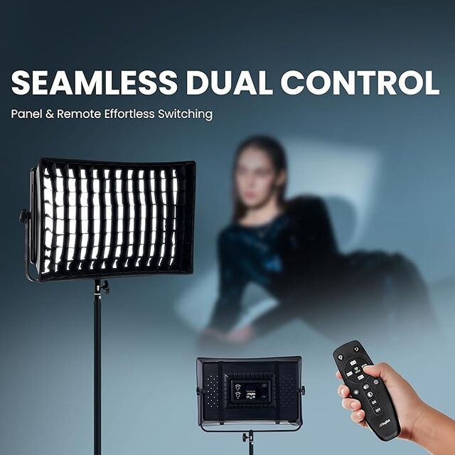 Digitek D1500 Panel de Luz LED Profesional para Video de Panel Plano con Softbox y Rejilla, Elegante y Fácil de Transportar, Ideal para Sesiones de Boda