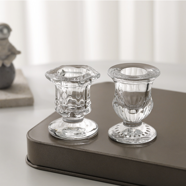 Porta-Velas de Vidro Simples com Base de Cera - Porta-Velas Romântico para Mesa de Jantar - Item Criativo de Decoração para Casa