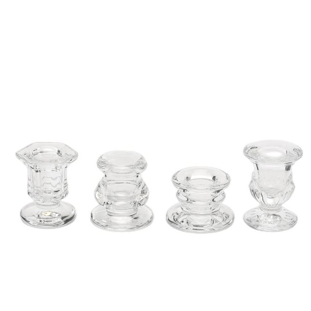 Porta-Velas de Vidro Simples com Base de Cera - Porta-Velas Romântico para Mesa de Jantar - Item Criativo de Decoração para Casa