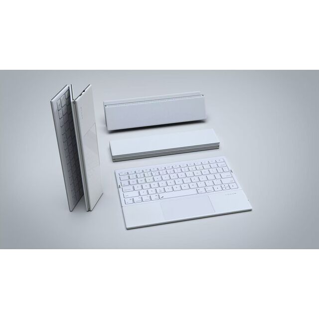 Tragbare 3-fach faltbare Bluetooth-Tastatur mit Scissor-Switch und Touch-Steuerung