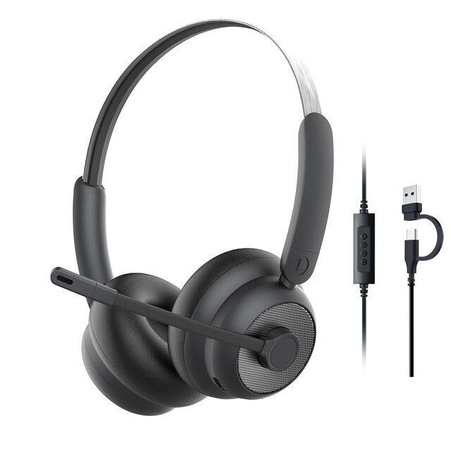 Casques sans fil pour bureau avec microphone antibruit, conception supra-auriculaire étanche IPX-3 pour centres d'appels