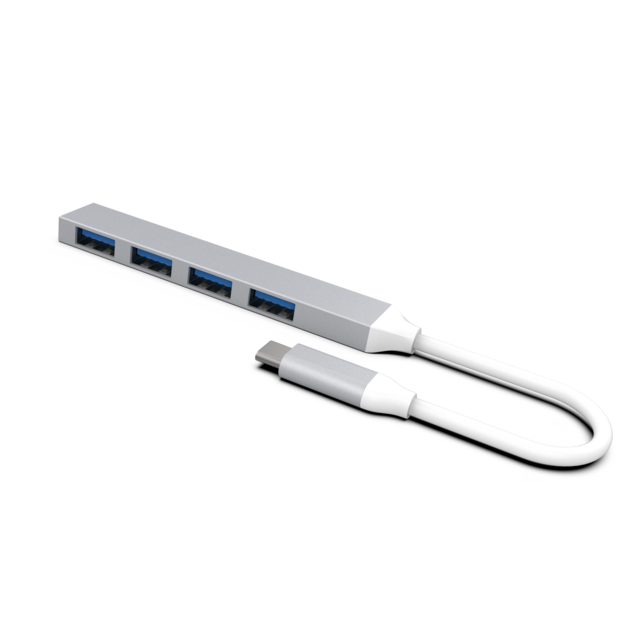 Hub USB 4 en 1 de aleación de aluminio, tipo C USB 3.1, transmisión de alta velocidad, 4 puertos para múltiples dispositivos