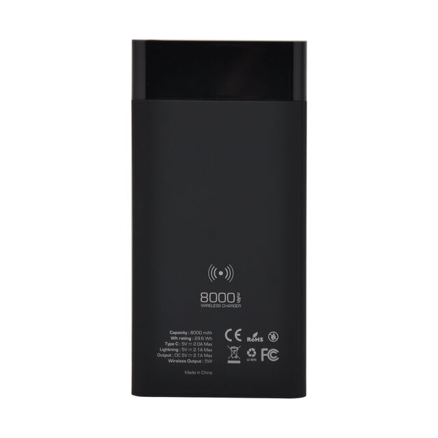 Tragbares Ladegerät Powerbank 8000mAh mit externem Akku und kabelloser Ladefunktion