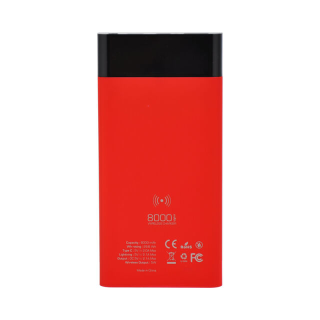Tragbares Ladegerät Powerbank 8000mAh mit externem Akku und kabelloser Ladefunktion