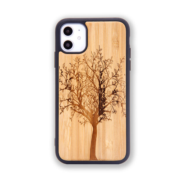 Casing HP 360 Full Cover Pola Kayu Ukir untuk iPhone 11
