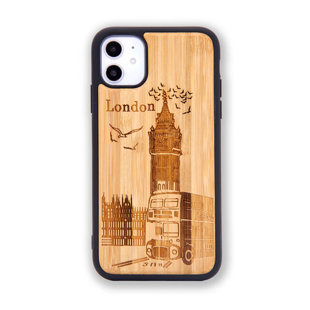 Casing HP 360 Full Cover Pola Kayu Ukir untuk iPhone 11