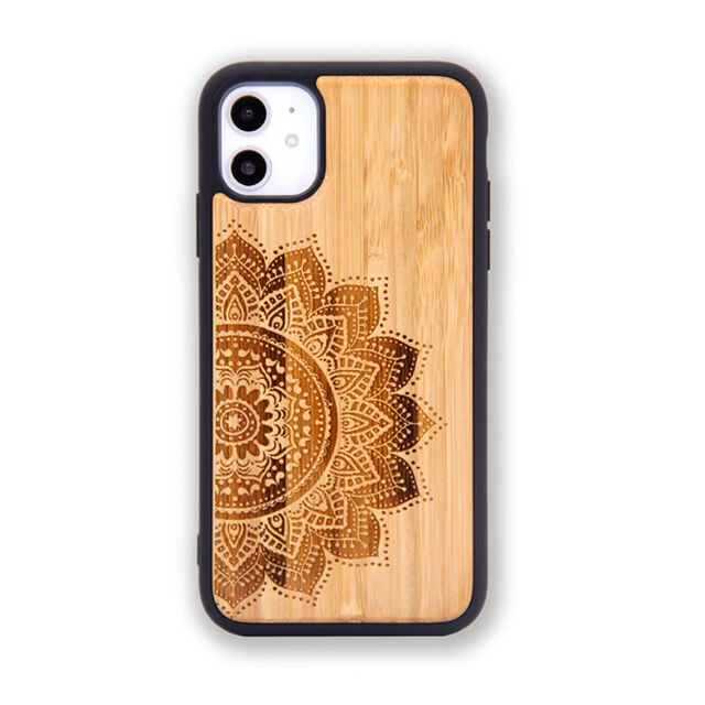 Casing HP 360 Full Cover Pola Kayu Ukir untuk iPhone 11