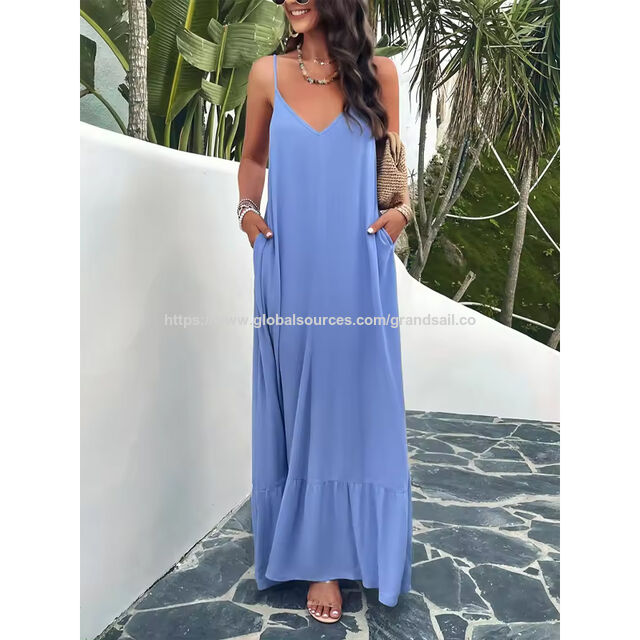 Großhandel Damen Elegantes Sommerkleid 2024 - Damenbekleidung Übergröße Slip-Strandkleid Freizeit Maxikleid