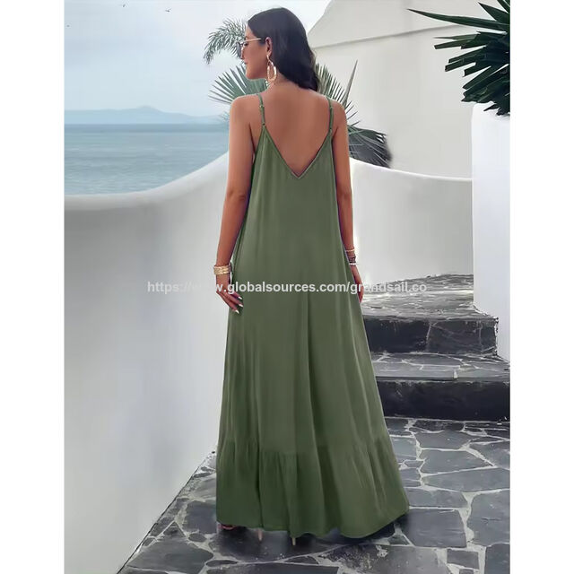 Großhandel Damen Elegantes Sommerkleid 2024 - Damenbekleidung Übergröße Slip-Strandkleid Freizeit Maxikleid