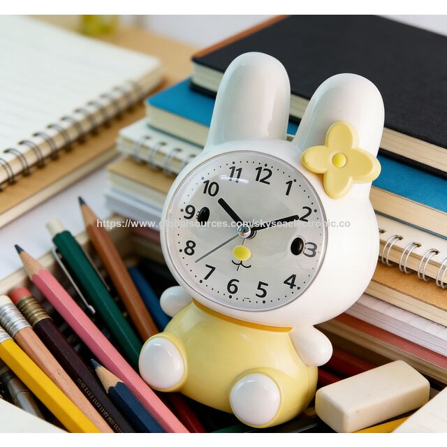 Reloj Despertador OEM con Diseño Lindo de Conejo, Cuarzo Silencioso con Melodía o Sonido de Campana Simulado #19051 para Oficina, Hogar y Niños
