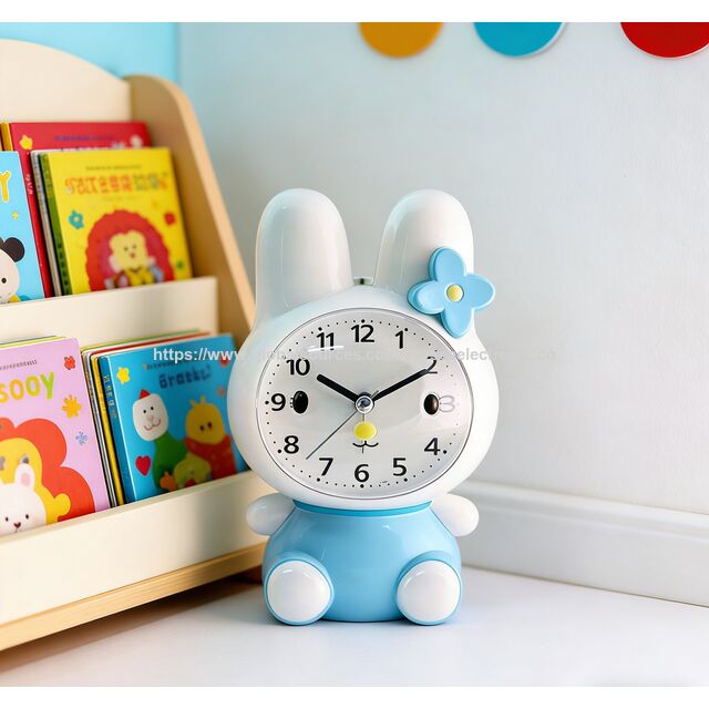 Reloj Despertador OEM con Diseño Lindo de Conejo, Cuarzo Silencioso con Melodía o Sonido de Campana Simulado #19051 para Oficina, Hogar y Niños