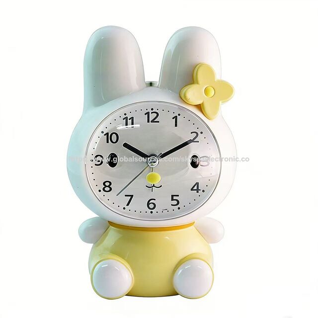 Reloj Despertador OEM con Diseño Lindo de Conejo, Cuarzo Silencioso con Melodía o Sonido de Campana Simulado #19051 para Oficina, Hogar y Niños