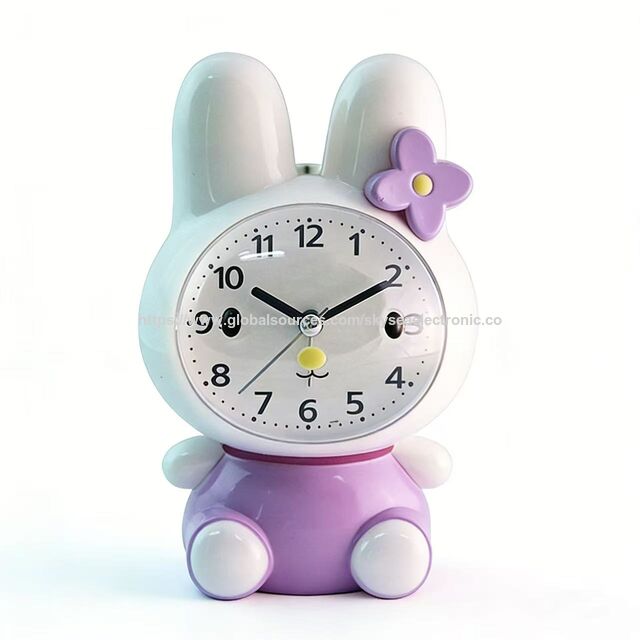 Reloj Despertador OEM con Diseño Lindo de Conejo, Cuarzo Silencioso con Melodía o Sonido de Campana Simulado #19051 para Oficina, Hogar y Niños