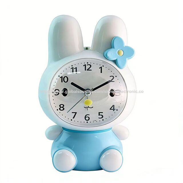Reloj Despertador OEM con Diseño Lindo de Conejo, Cuarzo Silencioso con Melodía o Sonido de Campana Simulado #19051 para Oficina, Hogar y Niños