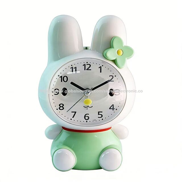 Reloj Despertador OEM con Diseño Lindo de Conejo, Cuarzo Silencioso con Melodía o Sonido de Campana Simulado #19051 para Oficina, Hogar y Niños