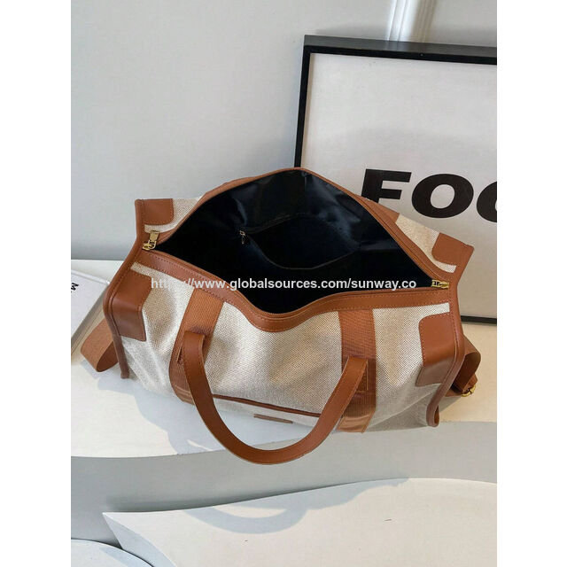 Bolsa de viaje de gran capacidad, bolso de mano de moda con bloques de color, bandolera informal multifuncional