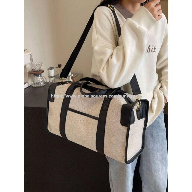 Bolsa de viaje de gran capacidad, bolso de mano de moda con bloques de color, bandolera informal multifuncional