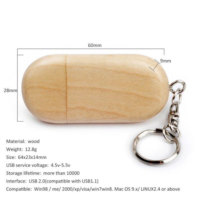Werbe-USB-Stick aus Holz, USB-Stick aus Holz in großen Mengen, 8GB - 128GB USB-Stick aus Holz