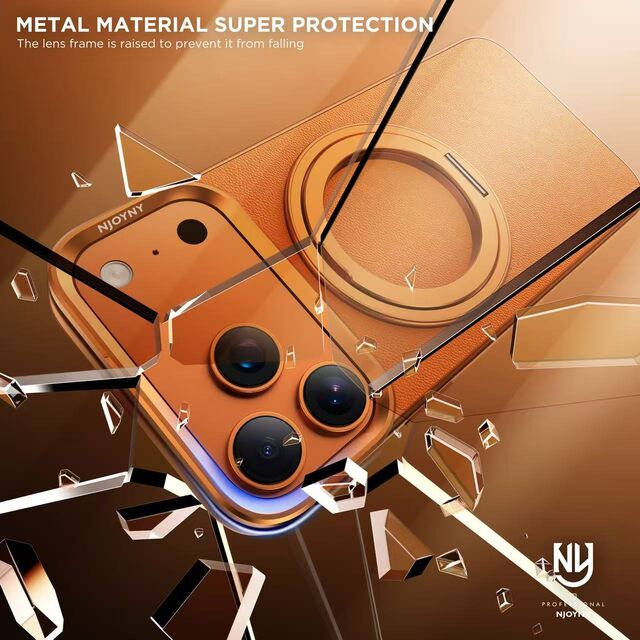 Capa de Telefone em Couro Premium com Suporte Giratório de Liga, Encaixe Magnético para Trabalho de Escritório - Preço de Fábrica