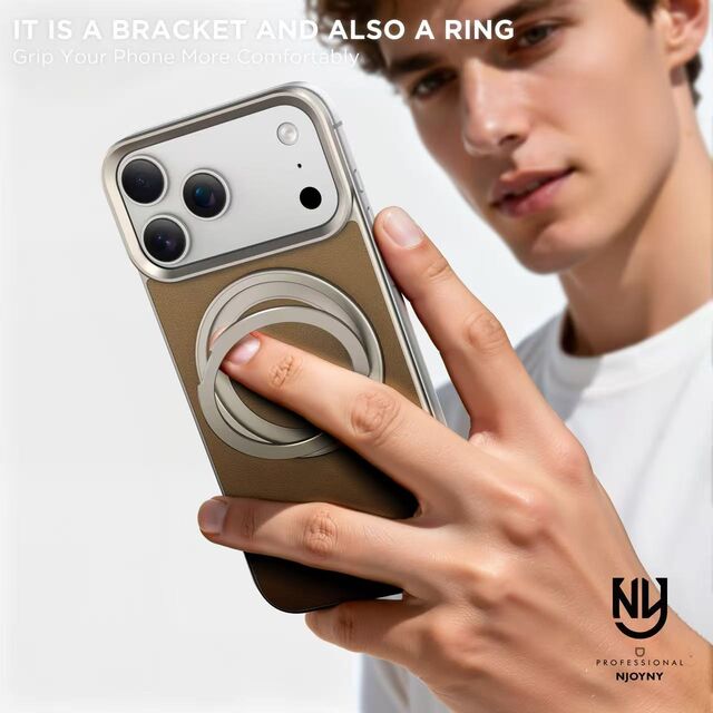 Capa de Telefone em Couro Premium com Suporte Giratório de Liga, Encaixe Magnético para Trabalho de Escritório - Preço de Fábrica