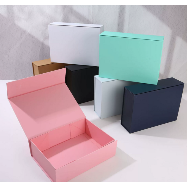 Caja de regalo plegable con asa, tapa abatible magnética, diseño plegable, personalizable con logo
