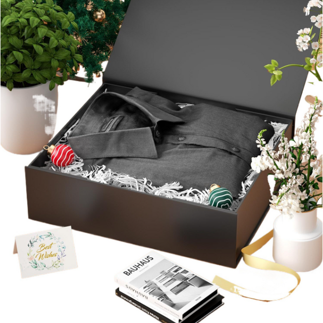 Caja de regalo plegable con asa, tapa abatible magnética, diseño plegable, personalizable con logo