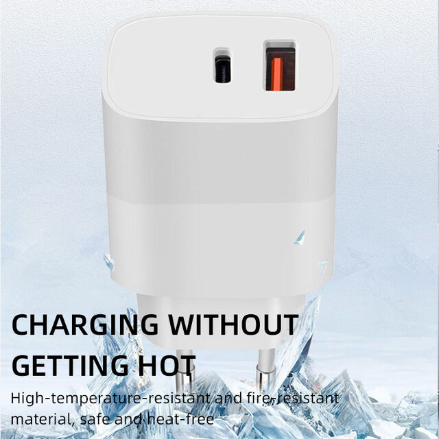 Carregador de Telefone Multi-Portas 25W Carga Rápida Carregador de Viagem Universal Portátil PD20W USB+Tipo-C Carga Rápida