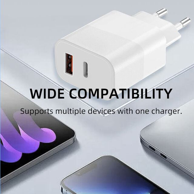 Carregador de Telefone Multi-Portas 25W Carga Rápida Carregador de Viagem Universal Portátil PD20W USB+Tipo-C Carga Rápida