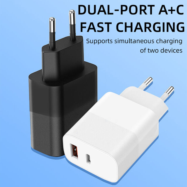Carregador de Telefone Multi-Portas 25W Carga Rápida Carregador de Viagem Universal Portátil PD20W USB+Tipo-C Carga Rápida