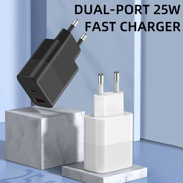 Carregador de Telefone Multi-Portas 25W Carga Rápida Carregador de Viagem Universal Portátil PD20W USB+Tipo-C Carga Rápida