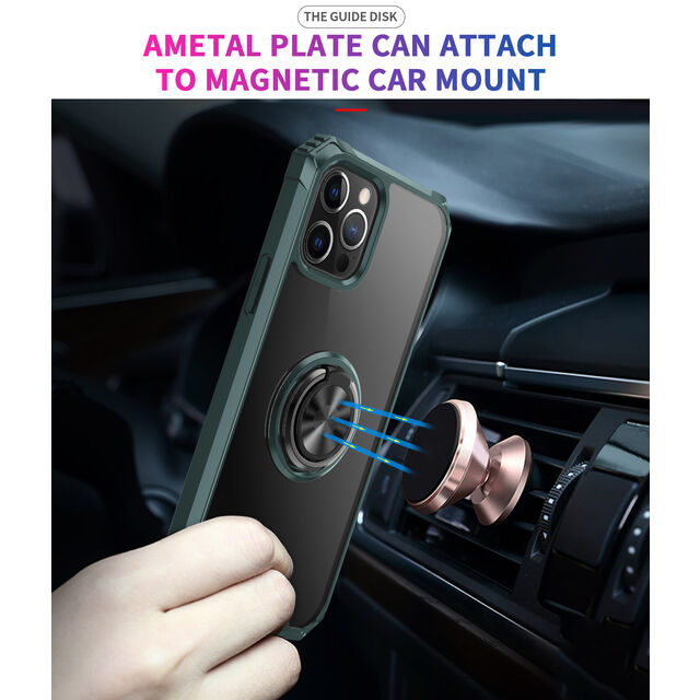 Capa de celular com suporte de anel e kickstand de nível militar para iPhone 12/12 Pro