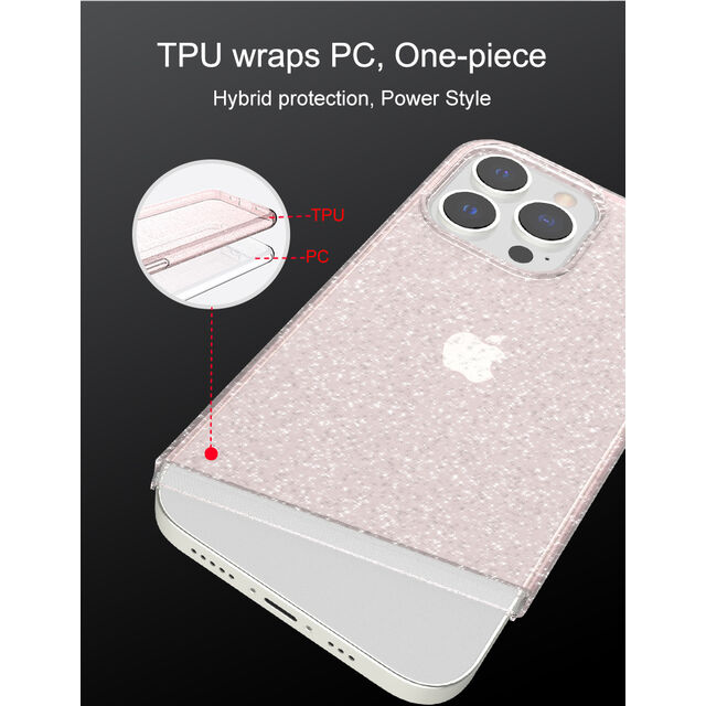 Funda de TPU transparente con purpurina anti-shock para iPhone 13 Pro Max 6.7 (2021)