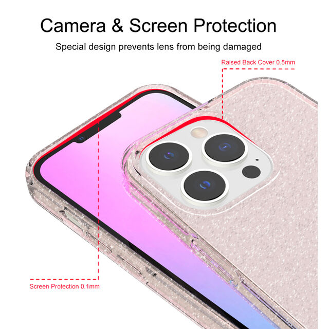 Funda de TPU transparente con purpurina anti-shock para iPhone 13 Pro Max 6.7 (2021)