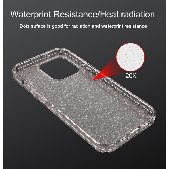Funda de TPU transparente con purpurina anti-shock para iPhone 13 Pro Max 6.7 (2021)