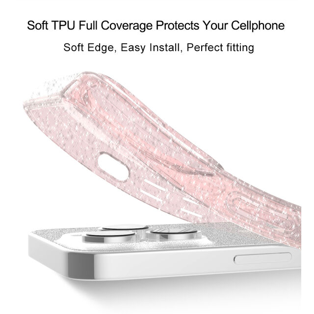 Funda de TPU transparente con purpurina anti-shock para iPhone 13 Pro Max 6.7 (2021)