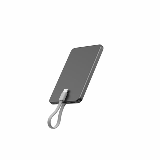 Batterie Externe MagCharge UltraSlim 5K en Aluminium, 6,95mm d'épaisseur, Charge Rapide 15W avec Câble Type-C Intégré