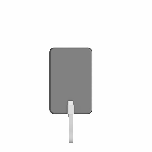 Batterie Externe MagCharge UltraSlim 5K en Aluminium, 6,95mm d'épaisseur, Charge Rapide 15W avec Câble Type-C Intégré