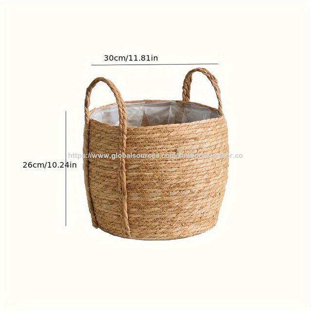 Grand Panier à Fleurs en Osier pour Jardin, Grande Jardinière en Rotin, Pot de Fleurs en Rotin pour Jardin Intérieur et Extérieur
