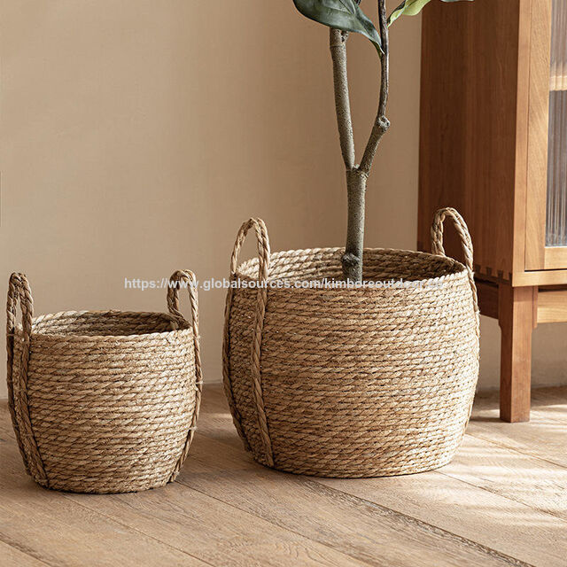 Grand Panier à Fleurs en Osier pour Jardin, Grande Jardinière en Rotin, Pot de Fleurs en Rotin pour Jardin Intérieur et Extérieur