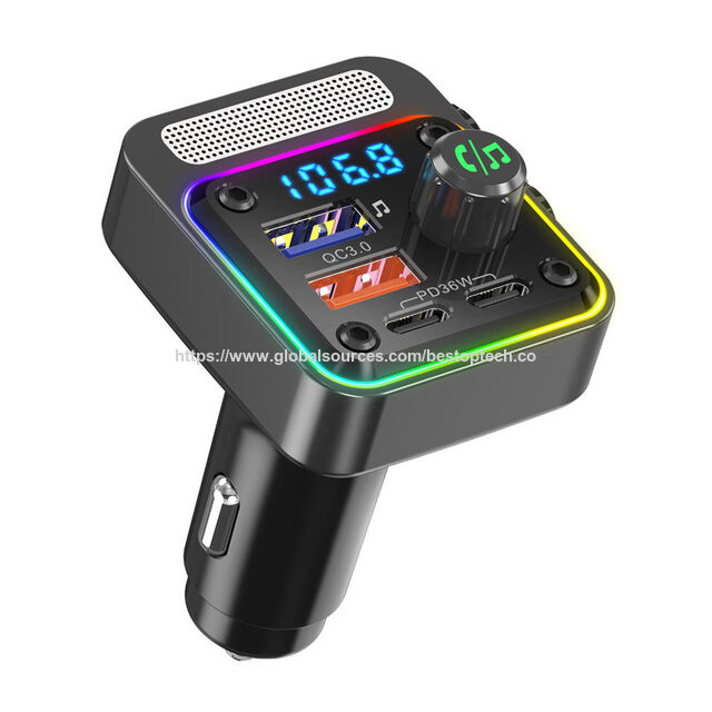 Schlankes universelles Auto-USB-C-Ladegerät 45W mit Überladeschutz, QC4.0- und PD 3.0-kompatibel, mit Kfz-Mikrofon für alle Mobiltelefone