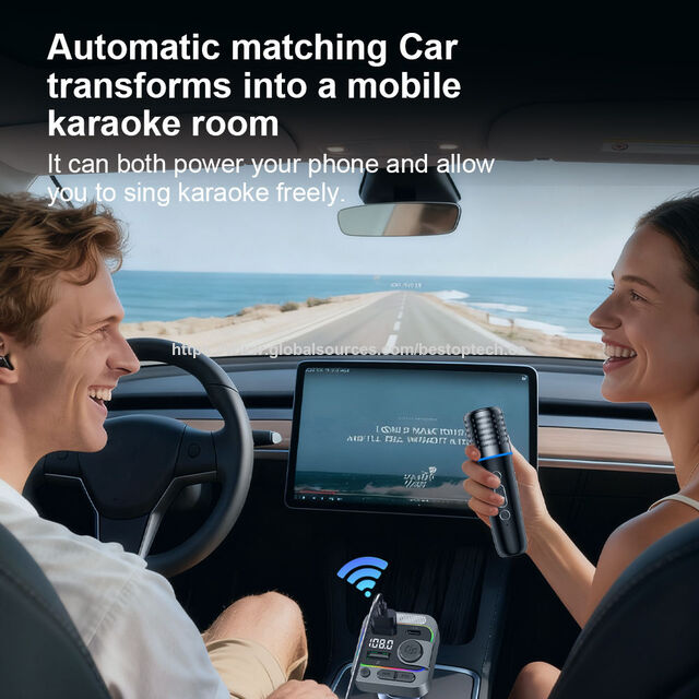 Schlankes universelles Auto-USB-C-Ladegerät 45W mit Überladeschutz, QC4.0- und PD 3.0-kompatibel, mit Kfz-Mikrofon für alle Mobiltelefone