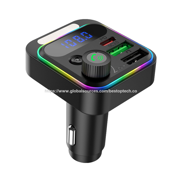 Schlankes universelles Auto-USB-C-Ladegerät 45W mit Überladeschutz, QC4.0- und PD 3.0-kompatibel, mit Kfz-Mikrofon für alle Mobiltelefone