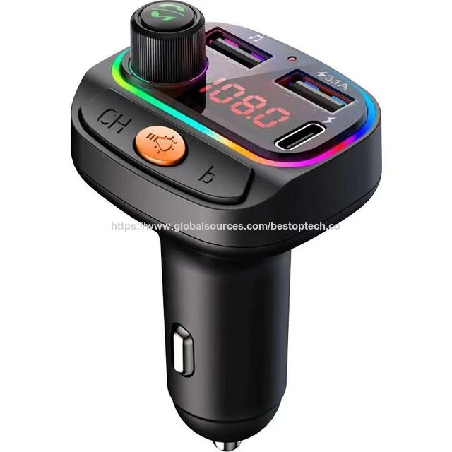 Schlankes universelles Auto-USB-C-Ladegerät 45W mit Überladeschutz, QC4.0- und PD 3.0-kompatibel, mit Kfz-Mikrofon für alle Mobiltelefone