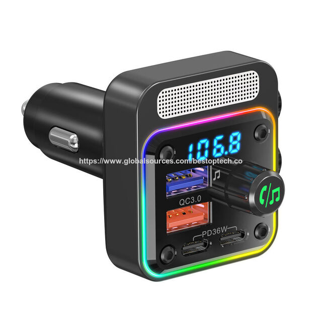 Schlankes universelles Auto-USB-C-Ladegerät 45W mit Überladeschutz, QC4.0- und PD 3.0-kompatibel, mit Kfz-Mikrofon für alle Mobiltelefone