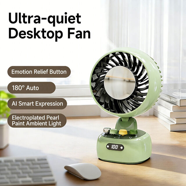 High-End Multifunktionaler Kleiner Desktop Mini-Ventilator, 3600mAh Akku, 120 Grad Kopfrotation, Drei Windgeschwindigkeiten für Auto, Wohnmobil, Outdoor