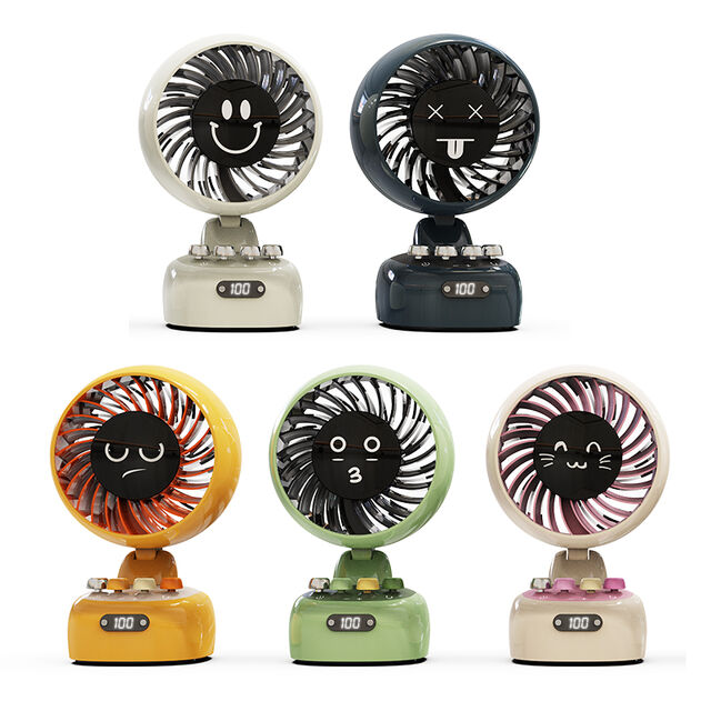 High-End Multifunktionaler Kleiner Desktop Mini-Ventilator, 3600mAh Akku, 120 Grad Kopfrotation, Drei Windgeschwindigkeiten für Auto, Wohnmobil, Outdoor