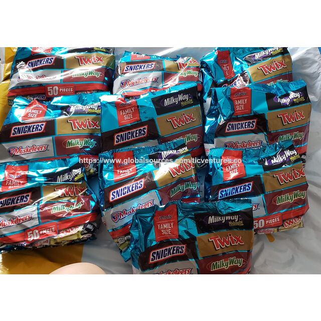 Snickers, Twix, Milky Way et plus en gros : Assortiment de barres chocolatées - 50 unités