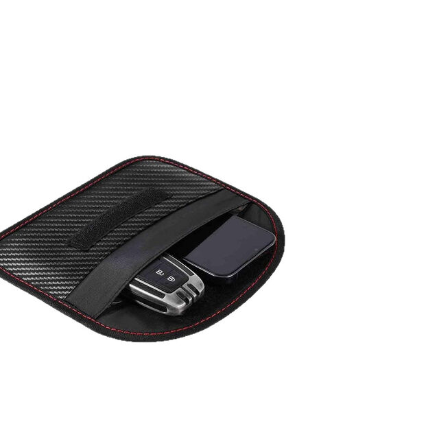 Carteras de Señal RFID para Llave de Coche, Funda Protectora Antirrobo para Llave de Mando a Distancia de Coche con Textura de Fibra de Carbono, Tarjetero Multifuncional